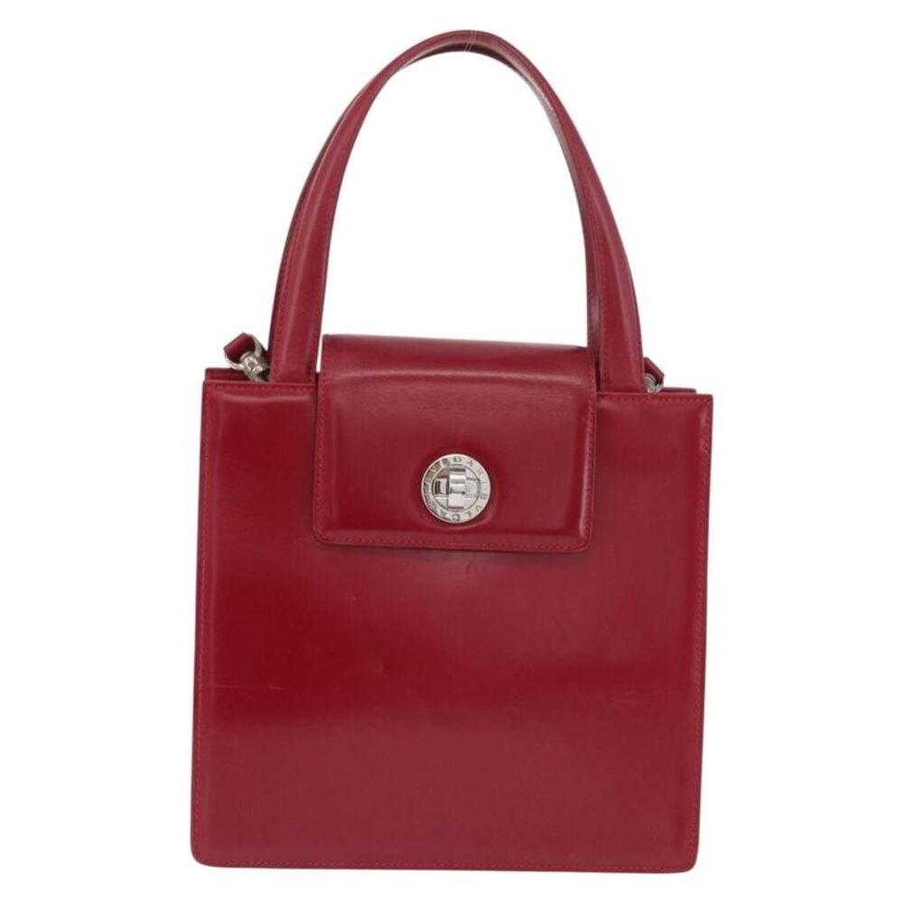 Bvlgari Top Handle Leather Red Leather Handbag